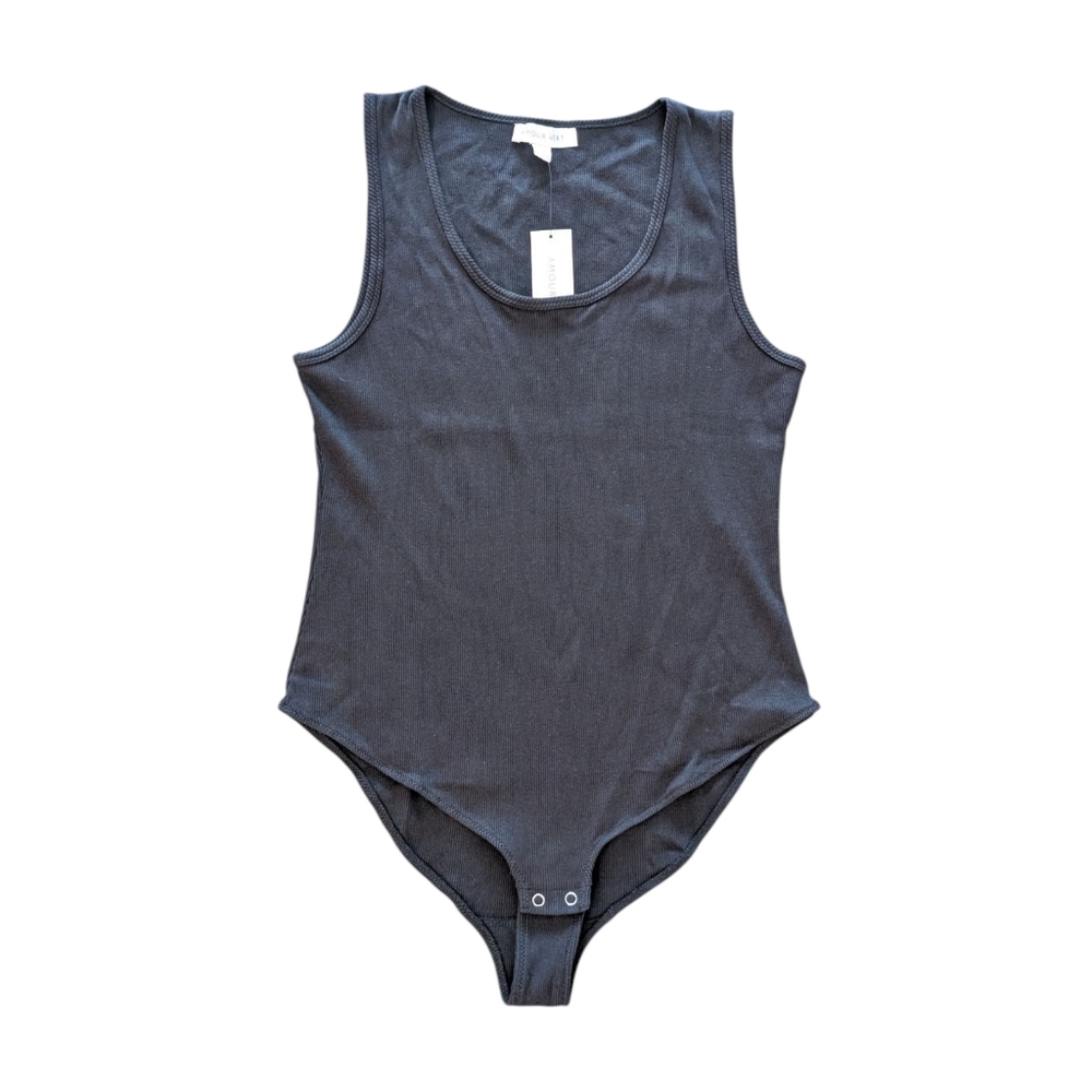 Amour Vert Elea Scoopneck Tank Bodysuit Black NWT